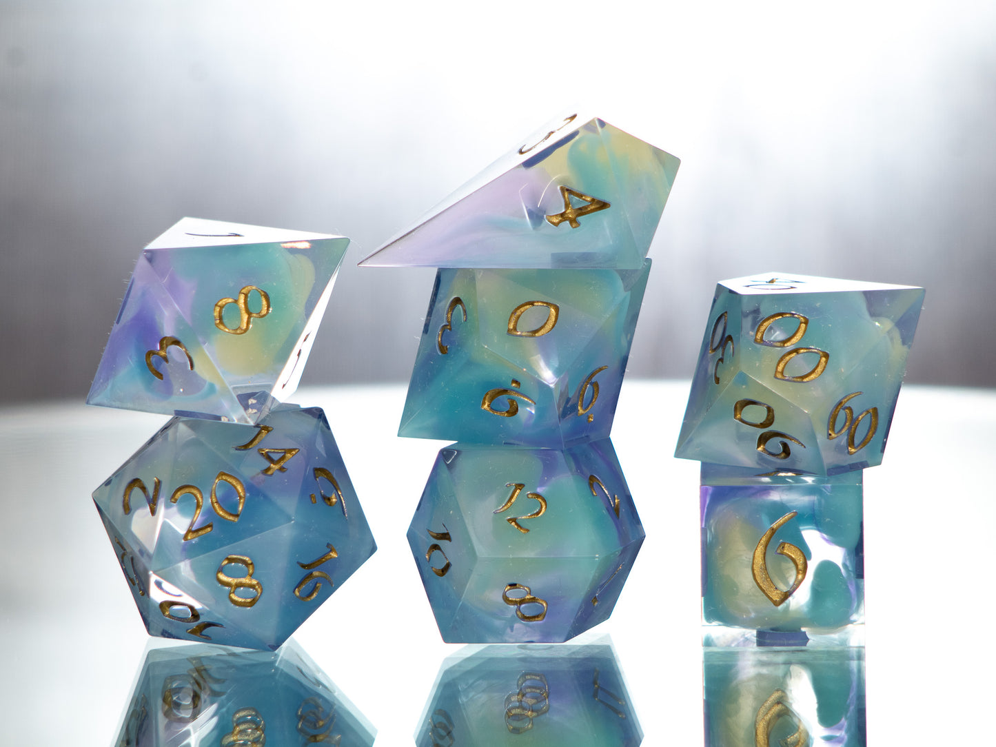 Watercolors - Alt 7 Piece Handmade Resin Dice