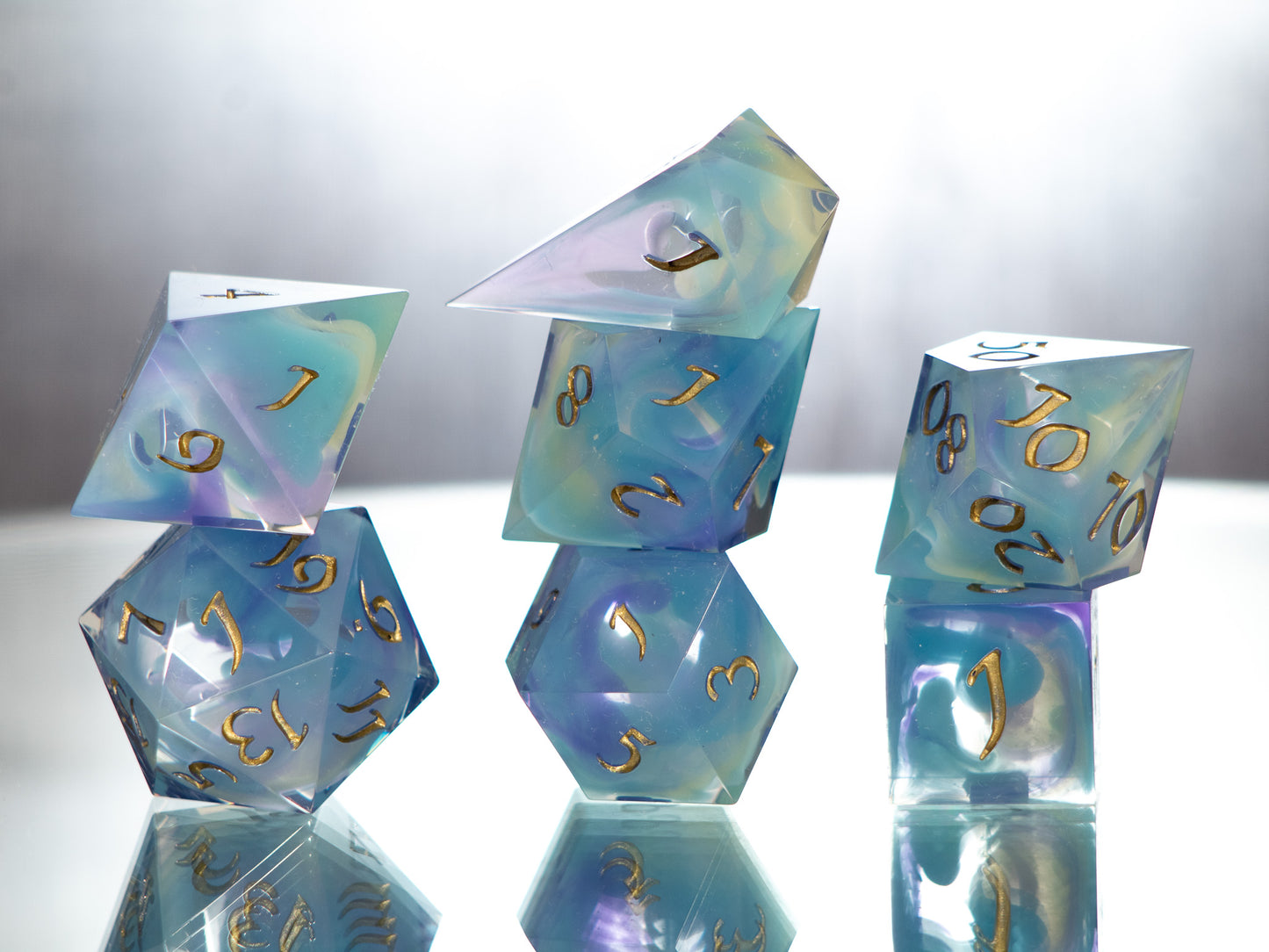 Watercolors - Alt 7 Piece Handmade Resin Dice