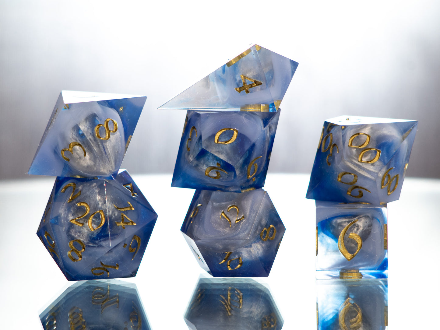 Cobalt Steel - Alt 7 Piece Handmade Resin Dice