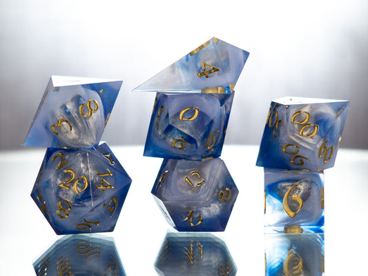 Cobalt Steel - Alt 7 Piece Handmade Resin Dice