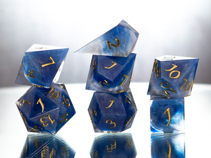 Cobalt Steel - Alt 7 Piece Handmade Resin Dice