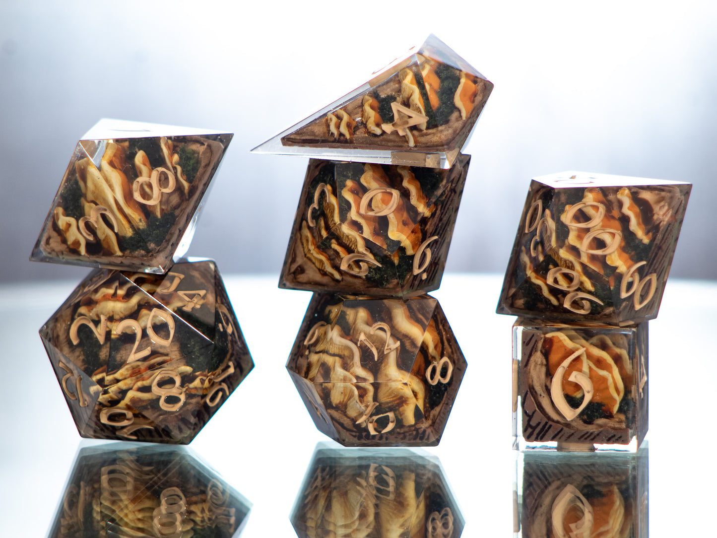 Chicken of the Woods - Alt 7 Piece Handmade Resin Dice