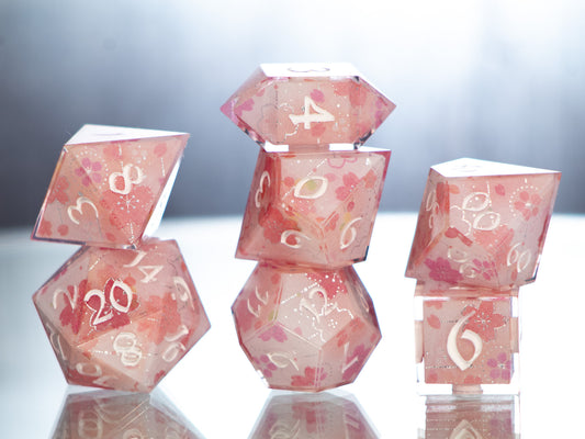 Sakura Season - 7 Piece Handmade Resin Dice