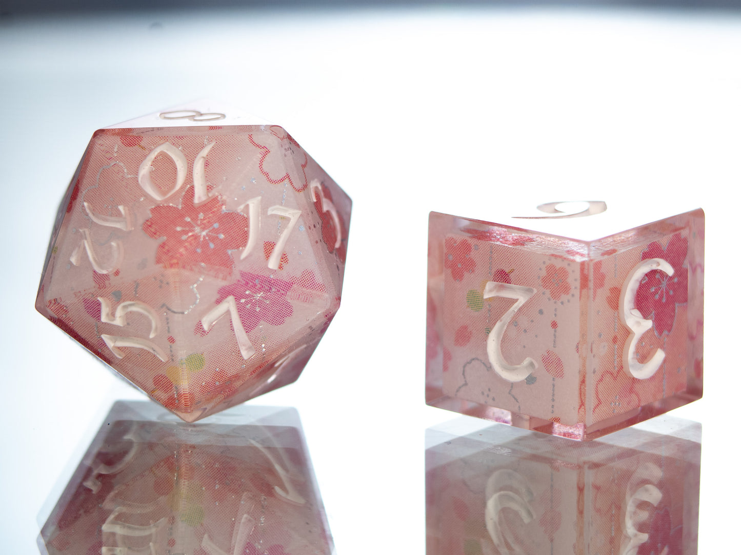 Sakura Season - 7 Piece Handmade Resin Dice