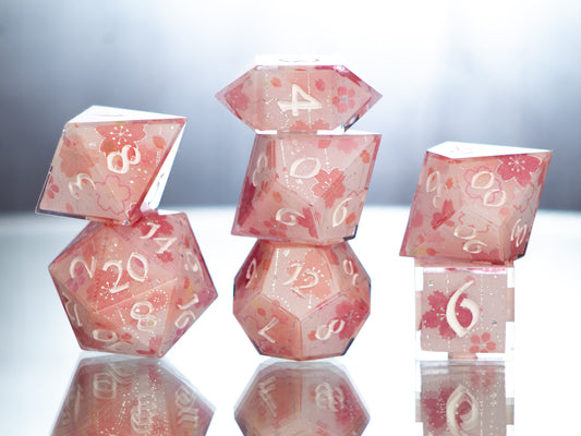 Sakura Season - 7 Piece Handmade Resin Dice