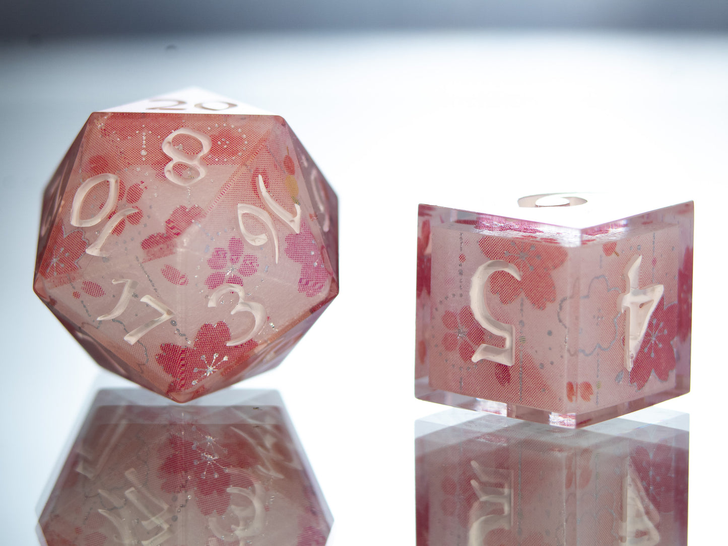 Sakura Season - 7 Piece Handmade Resin Dice