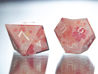 Sakura Season - 7 Piece Handmade Resin Dice