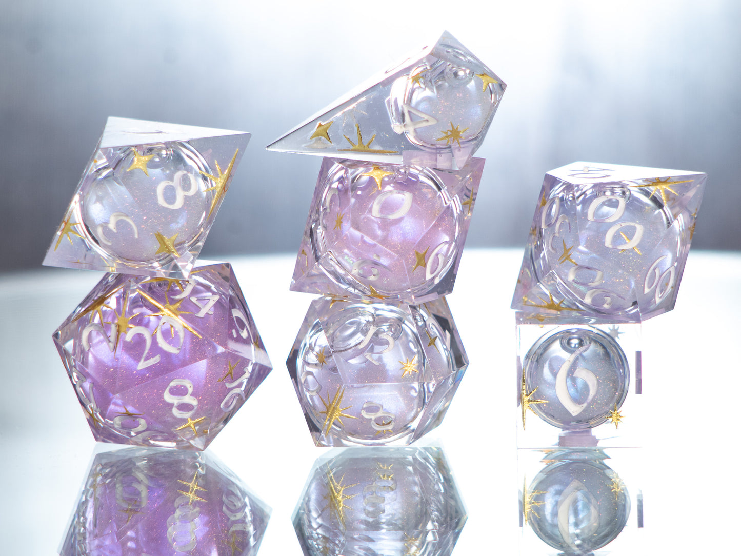 Princess Core - 7 Piece Handmade Liquid Core Dice