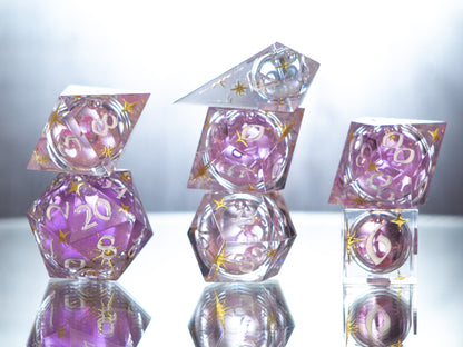 Princess Core - 7 Piece Handmade Liquid Core Dice