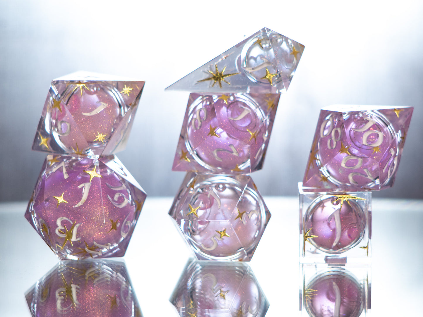 Princess Core - 7 Piece Handmade Liquid Core Dice