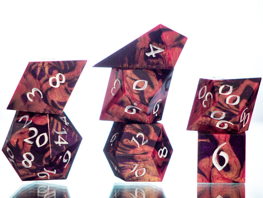 Wild Stripes - Alt 7 Piece Handmade Resin Dice