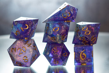 Glittering Nebula - Alt 7 Piece Handmade Resin Dice