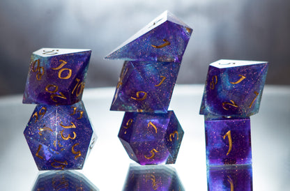 Glittering Nebula - Alt 7 Piece Handmade Resin Dice