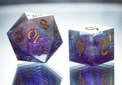 Glittering Nebula - Alt 7 Piece Handmade Resin Dice