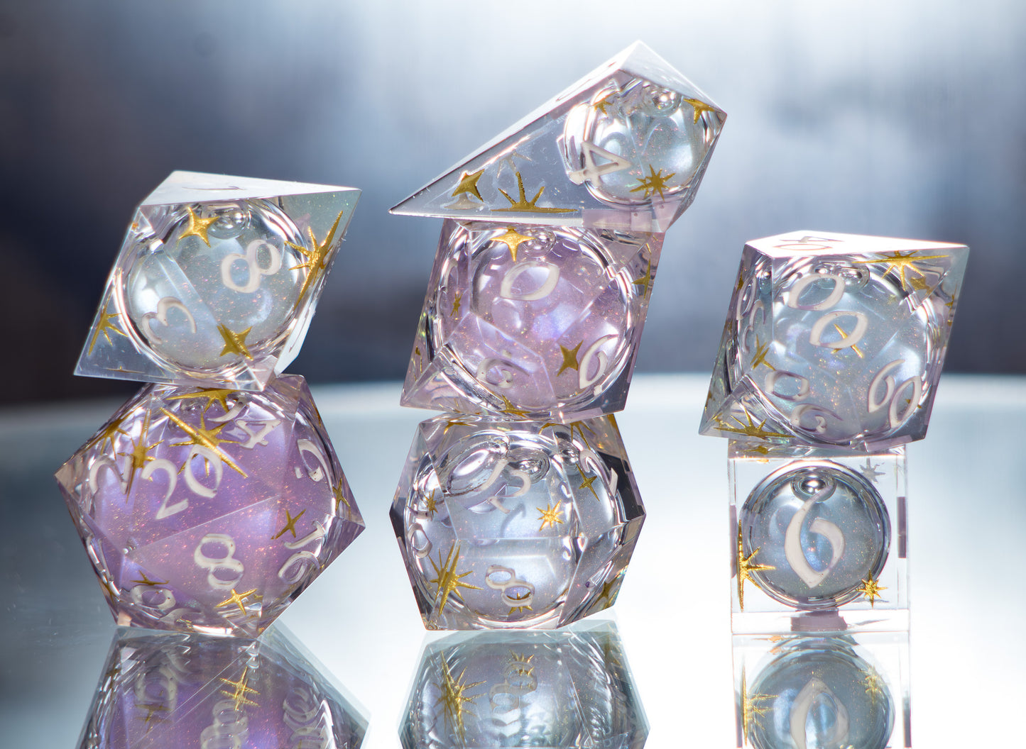 Ethereal Liquid Cores - 7 Piece Handmade Liquid Core Dice