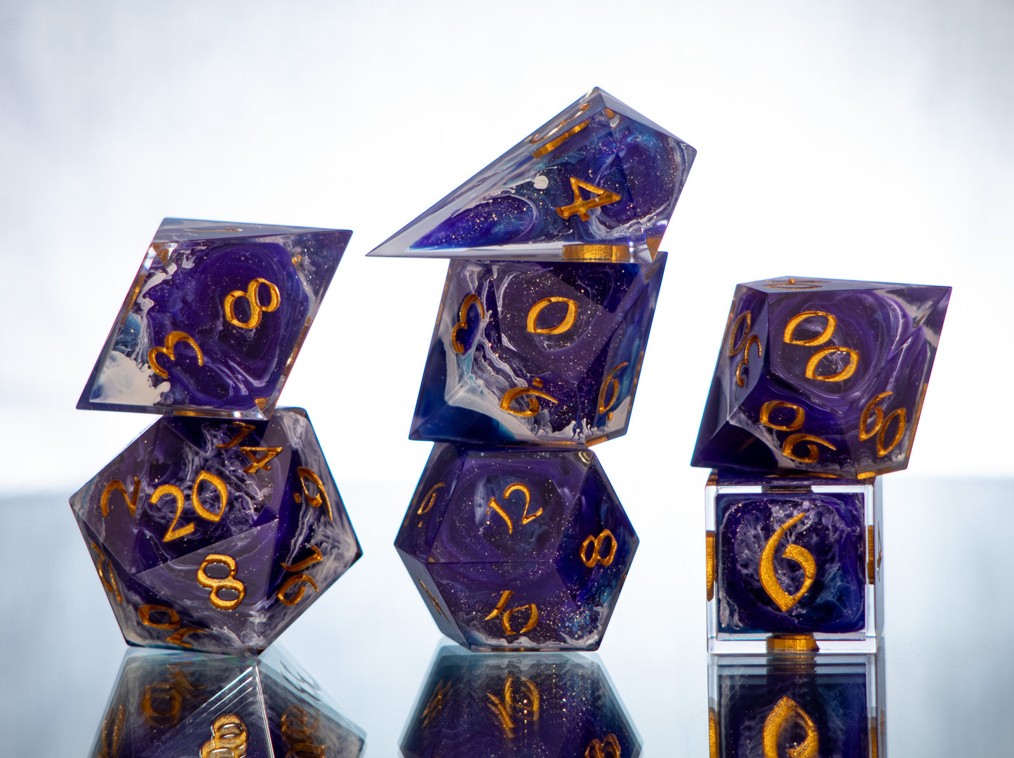 Cosmic Vortex- Alt 7 Piece Handmade Dice