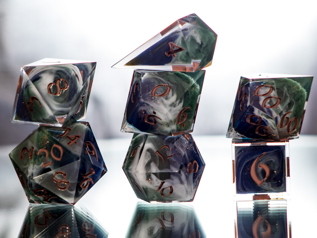 Satellite of Earth - 7 Piece Handmade Dice