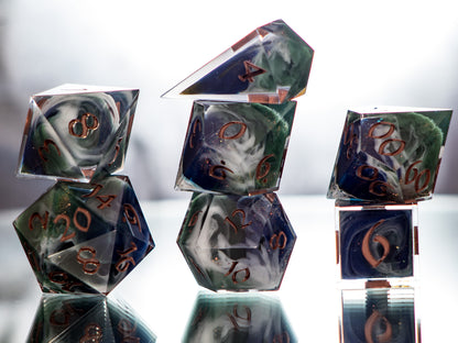 Satellite of Earth - 7 Piece Handmade Dice