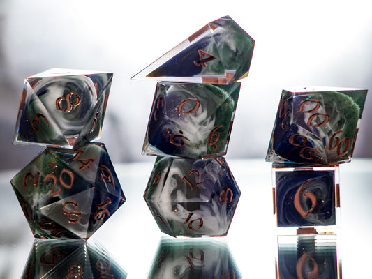 Satellite of Earth - 7 Piece Handmade Dice