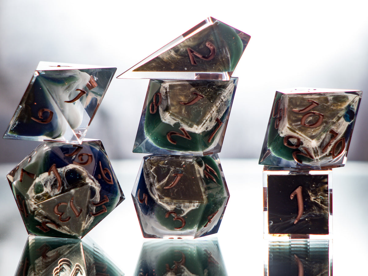 Satellite of Earth - 7 Piece Handmade Dice