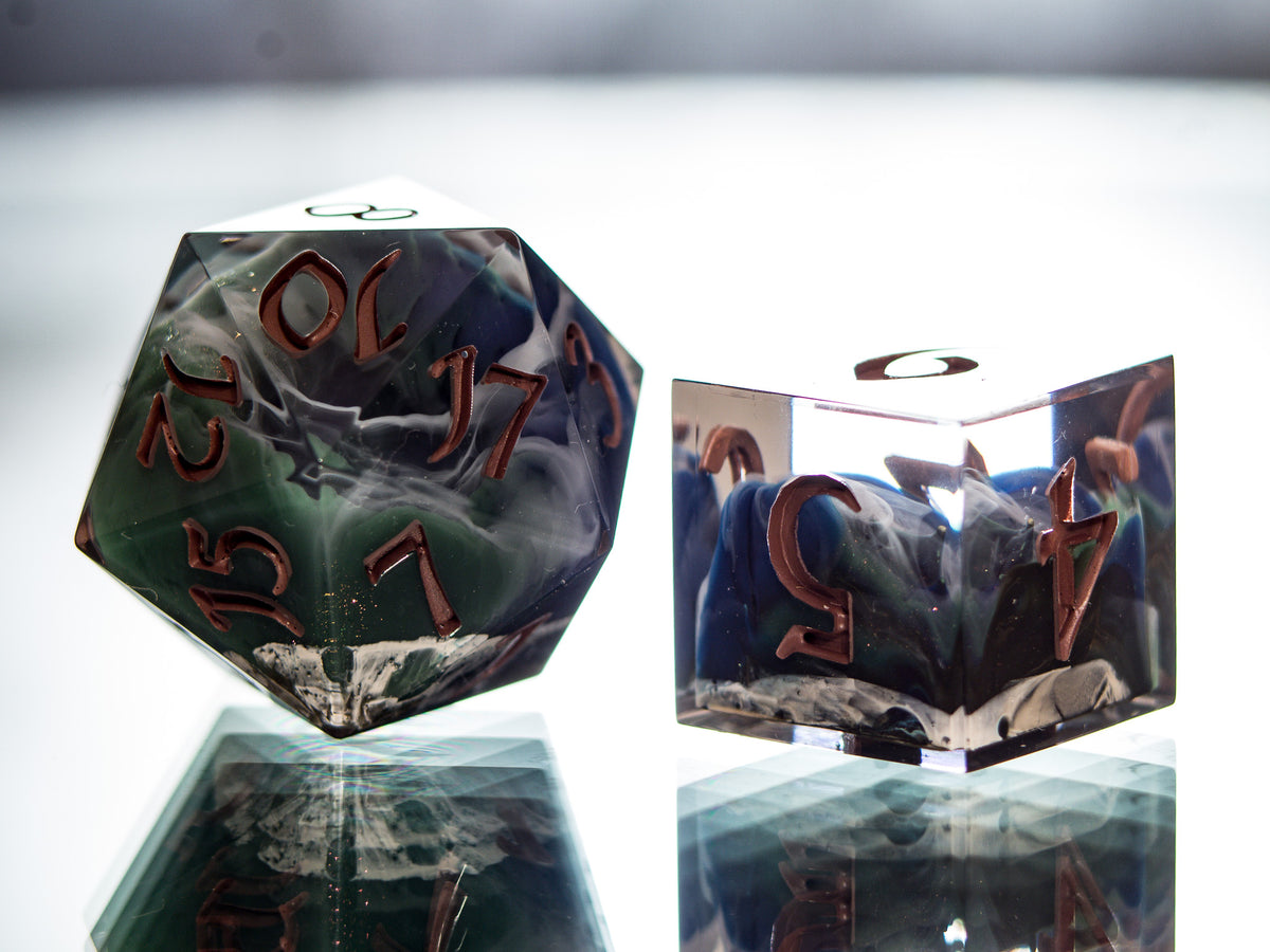 Satellite of Earth - 7 Piece Handmade Dice