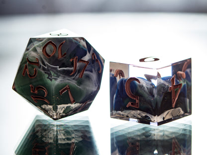 Satellite of Earth - 7 Piece Handmade Dice
