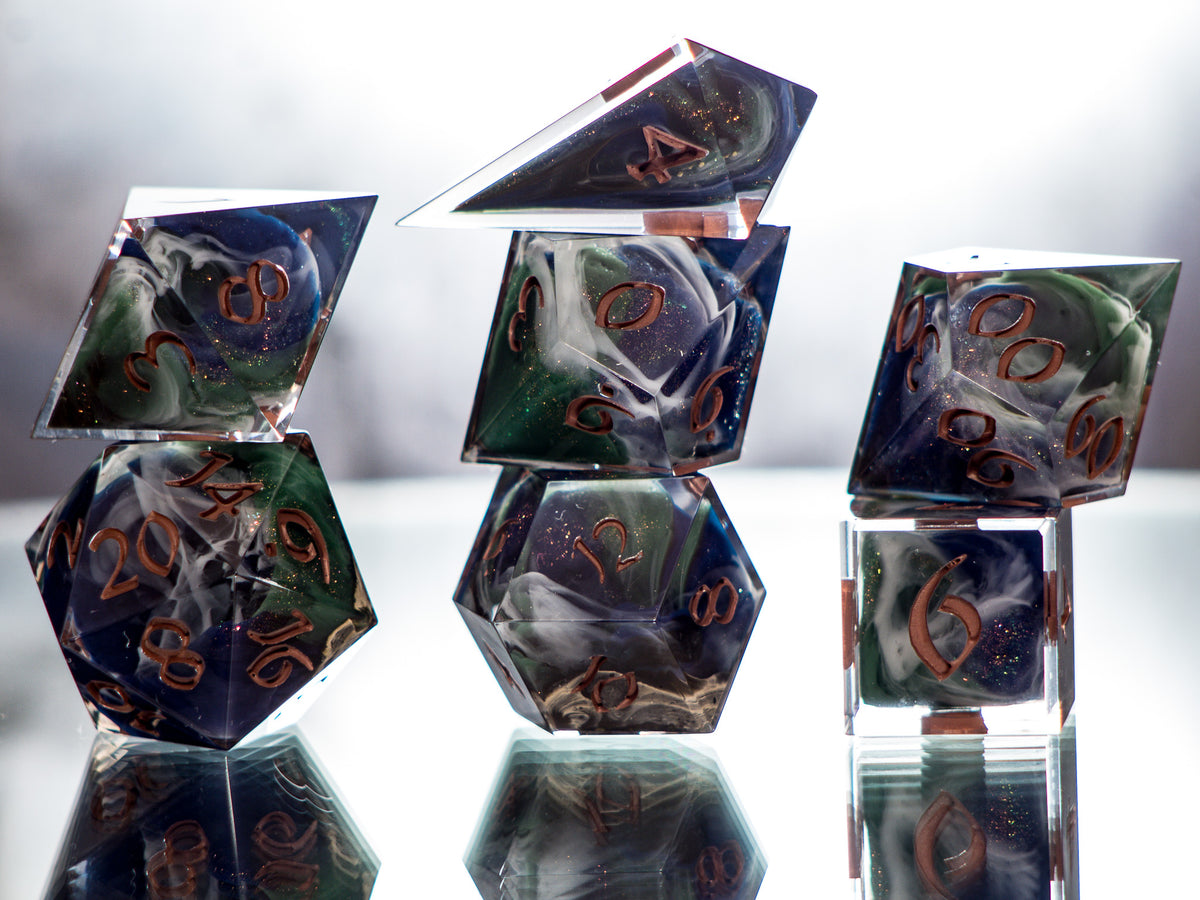 Satellite of Earth - 7 Piece Handmade Dice