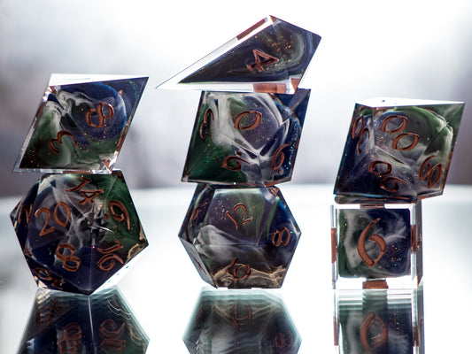 Satellite of Earth - 7 Piece Handmade Dice