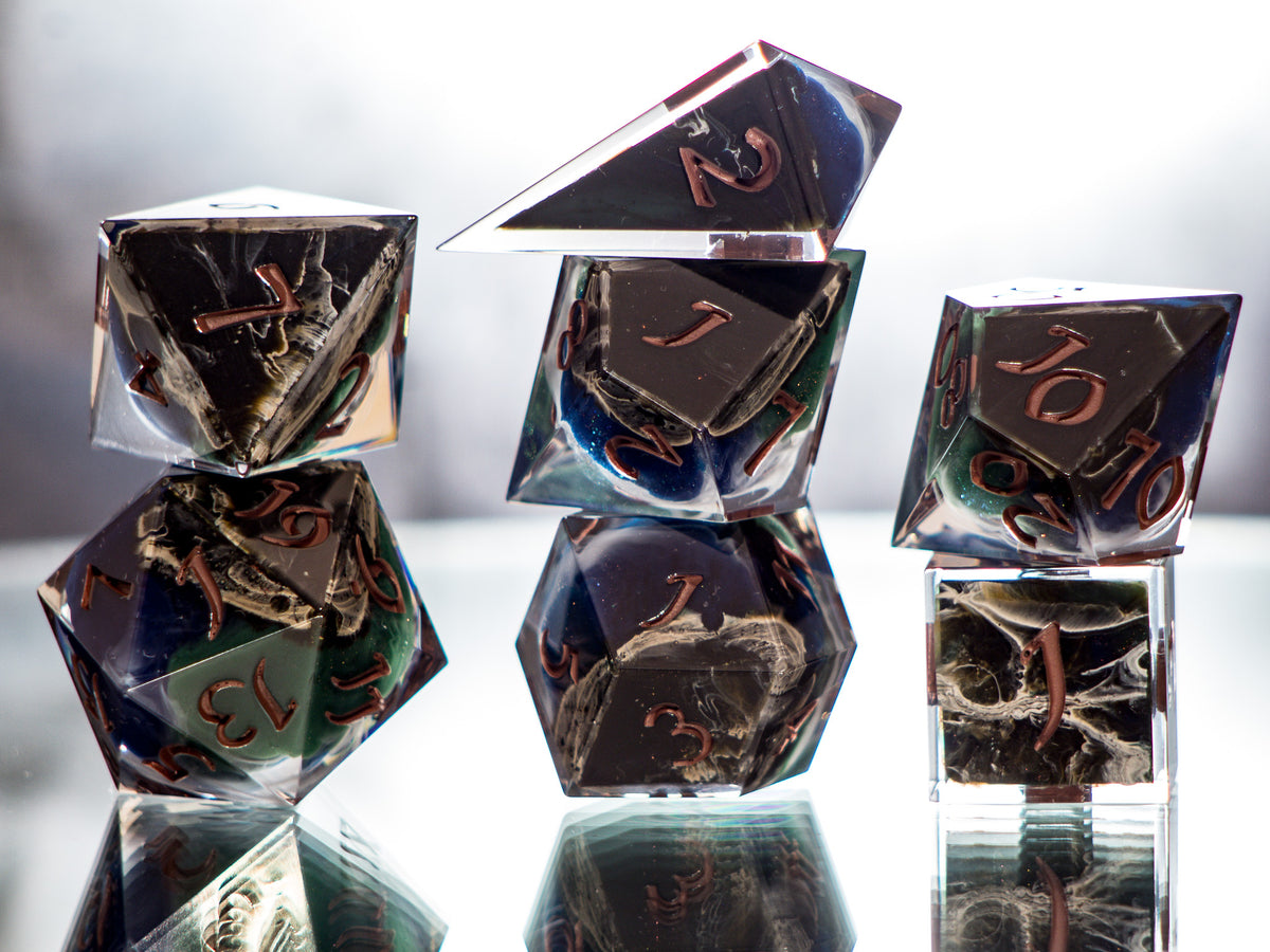 Satellite of Earth - 7 Piece Handmade Dice