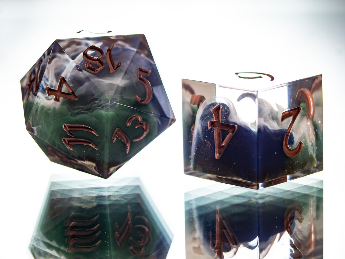 Satellite of Earth - 7 Piece Handmade Dice