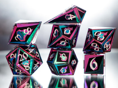 Burnish Flames - 7 Piece Handmade Dice