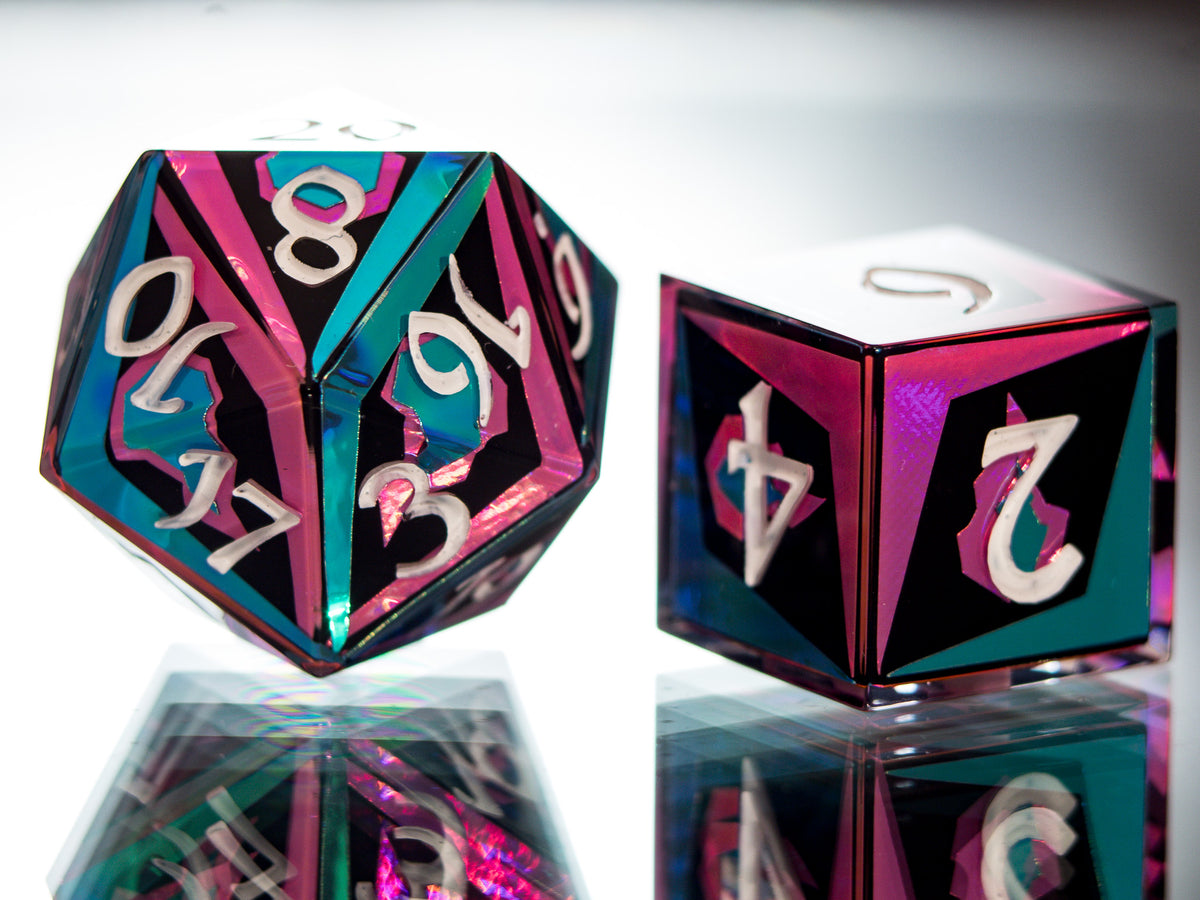 Burnish Flames - 7 Piece Handmade Dice
