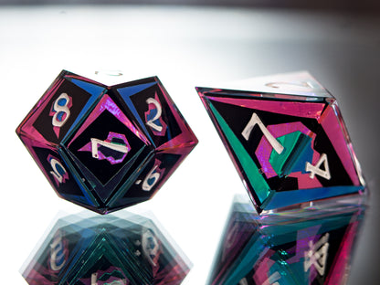 Burnish Flames - 7 Piece Handmade Dice
