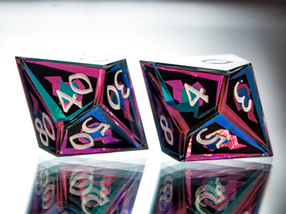 Burnish Flames - 7 Piece Handmade Dice