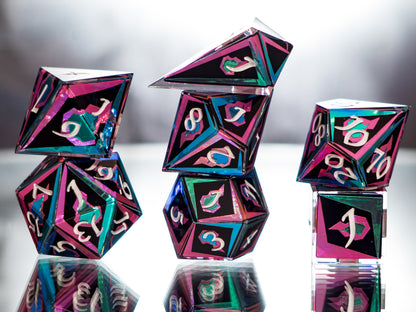 Burnish Flames - 7 Piece Handmade Dice