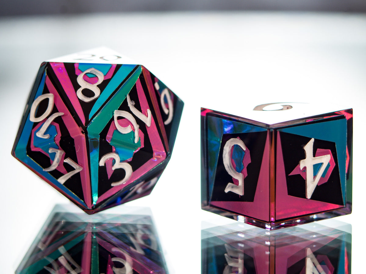 Burnish Flames - 7 Piece Handmade Dice