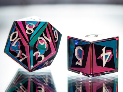 Burnish Flames - 7 Piece Handmade Dice