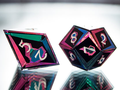 Burnish Flames - 7 Piece Handmade Dice