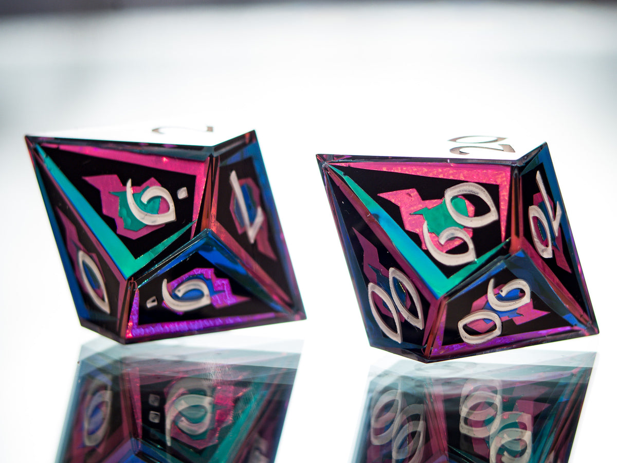 Burnish Flames - 7 Piece Handmade Dice