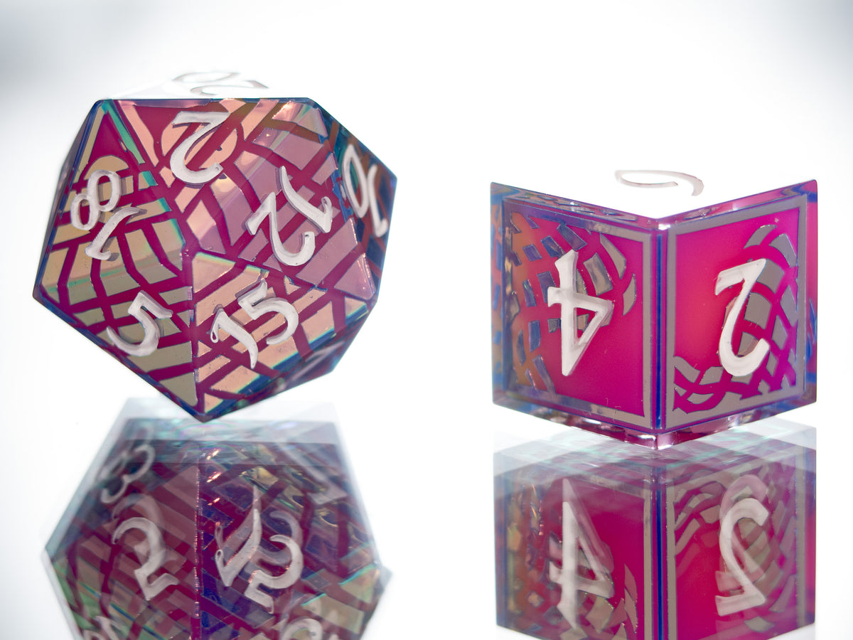 Synthwave Sunrise - 7 Piece Handmade Dice