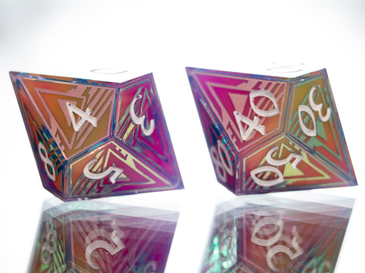 Synthwave Sunrise - 7 Piece Handmade Dice