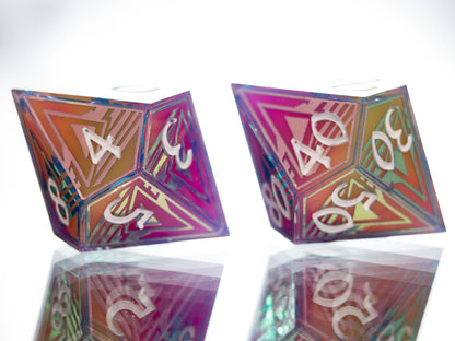 Synthwave Sunrise - 7 Piece Handmade Dice