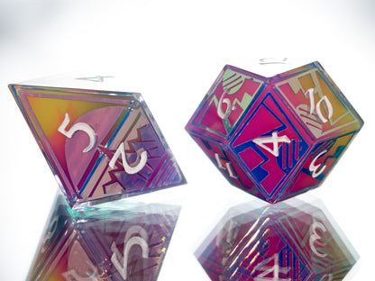 Synthwave Sunrise - 7 Piece Handmade Dice