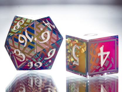 Synthwave Sunrise - 7 Piece Handmade Dice