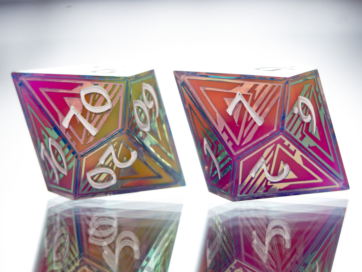 Synthwave Sunrise - 7 Piece Handmade Dice