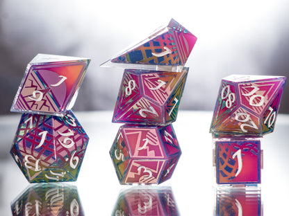 Synthwave Sunrise - 7 Piece Handmade Dice