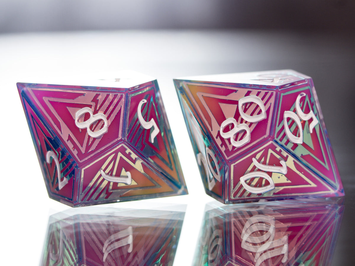 Synthwave Sunrise - 7 Piece Handmade Dice