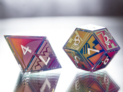 Synthwave Sunrise - 7 Piece Handmade Dice