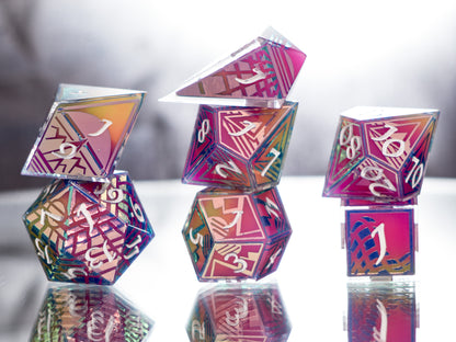 Synthwave Sunrise - 7 Piece Handmade Dice