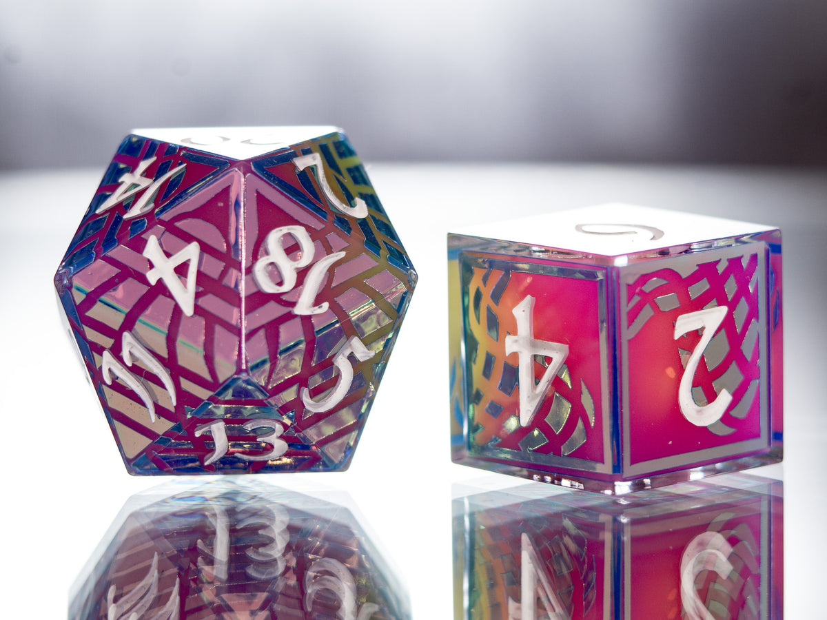 Synthwave Sunrise - 7 Piece Handmade Dice